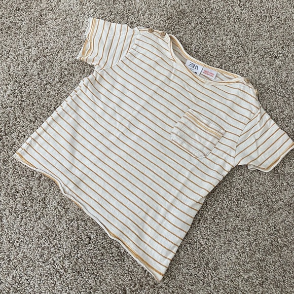 Zara baby boys striped short sleeve t-shirt tee with pocket size 9-12 months - Picture 2 of 7
